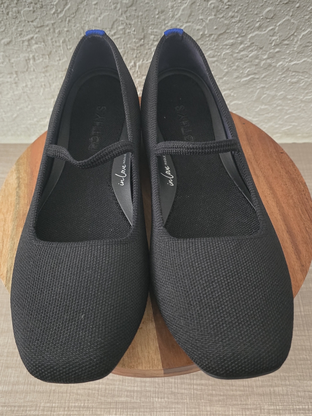 Rothy's The Mary Jane Black Knit Flats Women Size 9.5 Square Toe In Love Insole